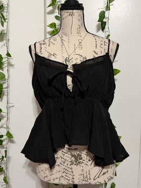 Rue21 Black Tie-Front Peplum Cami